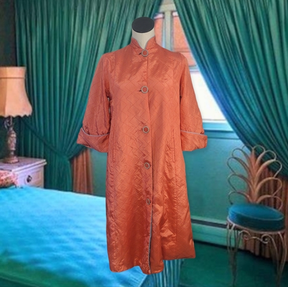 Vintage 50s Salmon Pink Robe - Picture 1 of 5